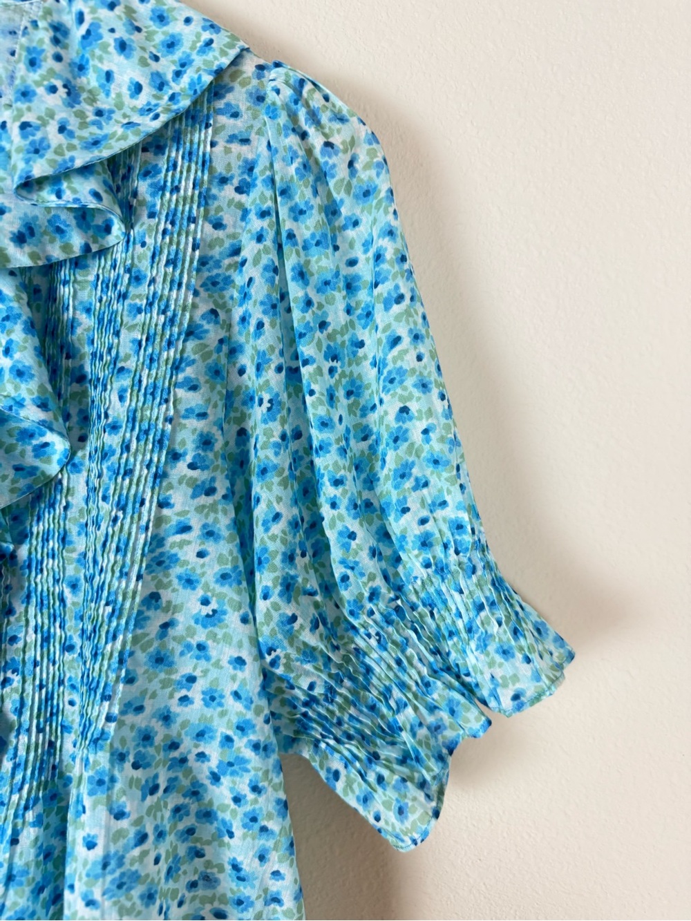 DÔEN Henri Bleu Daisy Fields Organic Cotton Voile Blouse XS - Picture 7 of 13
